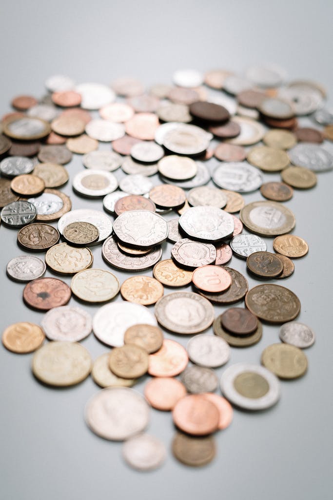 Monedas de diferentes países representando diversificación en fondos de inversión para estudios